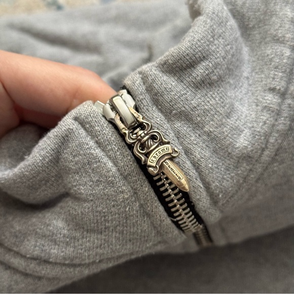 Chrome Hearts Triple Cross Paper Jam Mock Neck Grey Sweatshirt, Size XL - Picture 4 of 16